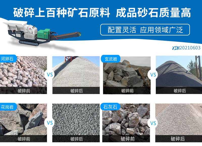 履帶式移動(dòng)反擊破碎機(jī)可破碎上百種石頭
