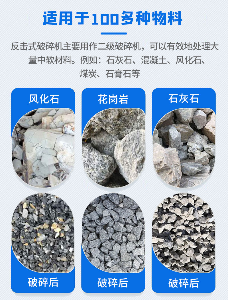 NP反擊式破碎機(jī)可破碎物料