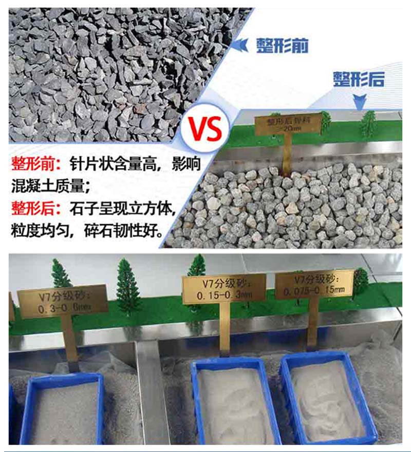 砂石整形前后對(duì)比